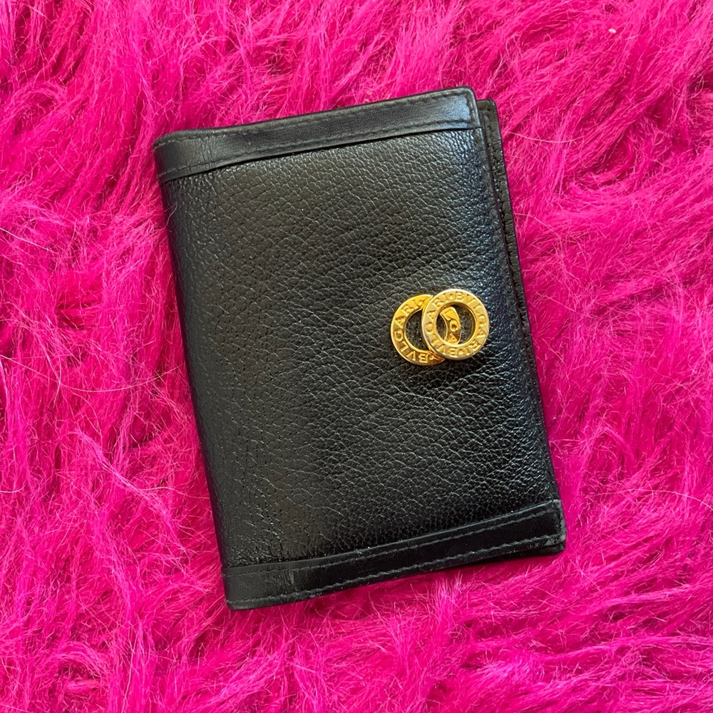 BVLGARI Black Leather Card Wallet